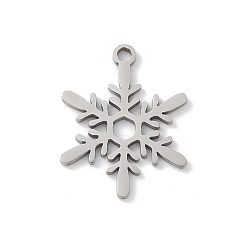 Нержавеющая Сталь Цвет Рождественские 201 подвески из нержавеющей стали, снежинка очарование, лазерная резка, анти-тускнение, цвет нержавеющей стали, 18x14x1 мм, отверстие : 1.5 мм