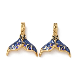 Темно-Синий 304 нержавеющей стальной эмали подвески, прелести рыбий хвост, ионное покрытие (ip), реальный 18 k позолоченный, темно-синий, 30.5x27x7 мм, отверстие : 6x3 мм