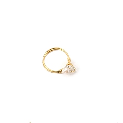 Quarzkristall Ringe aus natürlichen Quarzkristallnuggets, Messing Bergkristall Schmuck für Frauen Männer, golden, Innendurchmesser: 18 mm