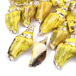 Желтый Аэрозольная краска и гальванические спиральные подвески, с железной фурнитурой, золотой свет, желтые, 36~50x16~24x14~20 мм, отверстие : 2 мм