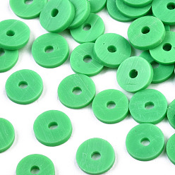 Средний Морско-зеленый Бусины из полимерной глины , Диск / плоские круглые, Heishi бусы, средний морской зеленый, 8x0.5~1 мм, отверстие : 2 мм, Около 13000 шт / 1000 г