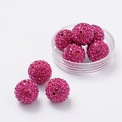 Фуксиновый Pave disco бусины, Бусины со стразами, полимерная глина , класс А, красно-фиолетовые, С. 15 (2.1~2.2 мм), 14 мм, отверстие : 2 мм
