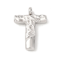 Letter T 304 подвески из нержавеющей стали, письмена, Письмо T, 21x15.5x4.5 мм, отверстие : 2.5 мм