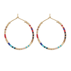 Золотистый Большие серьги-кольца из богемского стекла, золотые, золотые, 33x33 мм