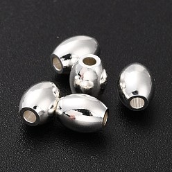 Посеребрённый Латунные бусины, долговечный, овальные, 925 серебро покрытием, 6x5 мм, отверстие : 1.6 мм