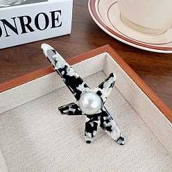 Черный Заколки для волос из ацетата целлюлозы (смола) в виде морской звезды, с имитацией жемчуга, аксессуары для волос для девочек и женщин, чёрные, 48x92 мм