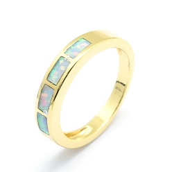 Золотой Синтетические опаловые перстни, с латунной фурнитурой , долговечный, аквамарин, золотые, размер США 7 1/4 (17.5 мм)