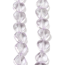 Lilac Baking Paint Transparent Glass Beads Strands, Heart, Lilac, 8x8x4.5mm, Hole: 0.8mm, about 99~100pcs/strand, 29.13~29.53 inch(74~75cm)
