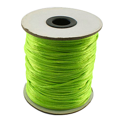 Зеленый лайм Нейлоновая нить, гремучий атласный шнур, зеленый лайм, 2 мм, 100 ярдов / рулон (300 футов / рулон)