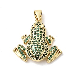 Настоящее золото 18K Латунные микро проложить кубического циркония подвески, лягушки, долговечный, стойки покрытие, без свинца и без кадмия, реальный 18 k позолоченный, 22.5x23.5x6.5 мм, хо4ксле: 3.5мм