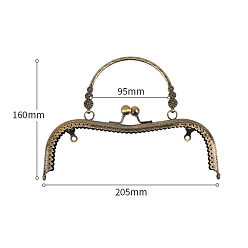 Античная Бронза Ручка из сплава с замком «поцелуй», для изготовления портмоне, античная бронза, 205x160 мм