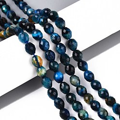 Прусский Синий Нити бусин из натурального окрашенного тигрового глаза, баррель, граненые, берлинская лазурь, 5.5~6.5x5~5.5 мм, отверстие : 1~1.2 мм, около 57~61 шт / нитка, 13.98~14.17'' (35.5~36 см)