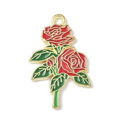 Светло-Вишневый Подвески из эмали и сплава, цветок, золотые, светло-вишневый, 29.5x19x1.5 мм, отверстие : 2 мм