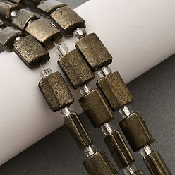 Пирит Природного пирита бисер нитей, прямоугольные, с бисером, 11.5~12x8x5 мм, отверстие : 1.4 мм, около 12~13 шт / нитка, 7.68''~7.87'' (19.5~20 см)