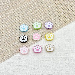 Paw Print Бусины из сплава эмали для выпечки, разноцветные, отпечаток лапы, 10.5x12x4.5 мм, отверстие : 1.8 мм, 9 шт / комплект