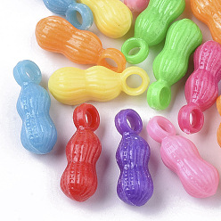 Mixed Color Opaque Acrylic Pendants, Peanut, Mixed Color, 20x8x7mm, Hole: 3mm, about 1100pcs/500g