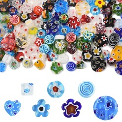 (52) Непрозрачная лаванда 140шт 7 стили стеклянные бусины миллефиори ручной работы, соединенные формы, разноцветные, 6~12x6~12x3~6 мм, отверстие : 0.5~1 мм, 20 шт / стиль