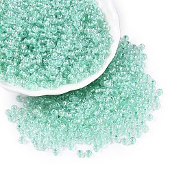 Аквамарин 6/0 прозрачные внутри цветные стеклянные бусины круглой формы, круглое отверстие, аквамарин, 4x3 мм, отверстие : 1.2 мм, 4500 шт / фунт