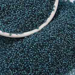 (RR2256) Fancy Lined Teal Dk Blue MIYUKI Round Rocailles Beads, Japanese Seed Beads, (RR2256) Fancy Lined Teal Dk Blue, 15/0, 1.5mm, Hole: 0.7mm, about 5555pcs/bottle, 10g/bottle