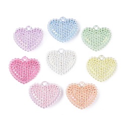 (52) Непрозрачная лаванда Прозрачные акриловые подвески с УФ-покрытием, сердце прелести, радужный, разноцветные, 31x34x9 мм, отверстие : 3 мм