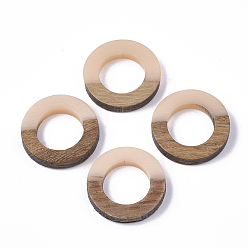 Розовый Соединительные кольца из смолы и орехового дерева, кольцо, туманная роза, 18x4 мм