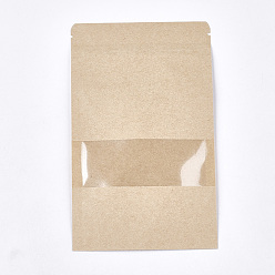 Navajo White Resealable Kraft Paper Bags, Resealable Bags, Small Kraft Paper Stand up Pouch, with Window, Navajo White, 20x12cm
