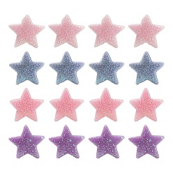 Gemischte Farbe 80Stk. 4 Farben undurchsichtige Acrylperlen, mit Glitzerpulver, Stern, Gemischte Farbe, 13.5x14.5x4 mm, Bohrung: 1.6 mm, 20 Stk. je Farbe