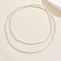 Белый Длинные ожерелья из пластиковых бусин с имитацией жемчуга во французском стиле диаметром 8мм для женщин, белые, 61.81 дюйм (157 см)