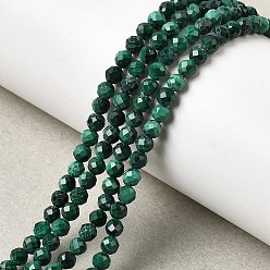 Малахит Природного малахита бисер нитей, граненые, круглые, 3 мм, отверстие : 0.7 мм, около 70 шт / нитка, 7.87'' (20 см)