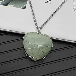 Green Aventurine Natural Green Aventurine Pendant Necklaces, 19.69 inch(50cm)