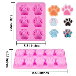 Hot Pink 2Pcs 2 Styles Paw Shaped Fondant Molds, Food Grade Silicone Molds, For DIY Cake Decoration, Chocolate, Candy, UV Resin & Epoxy Resin Craft Making, Hot Pink, 1pc/style