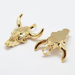 Золотой Подвески из смолы, с латунной фурнитурой , поголовье крупного рогатого скота, золотые, 26x22x7 мм, отверстие : 5x8 мм