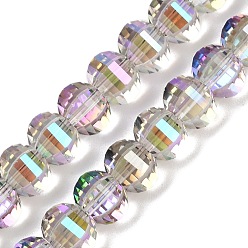 чертополох Гальванизируйте прозрачное стекло бисер нитей, тыква, граненые, чертополох, 8x6 мм, отверстие : 1.2 мм, около 78~81 шт / нитка, 18.50'' (47 см)