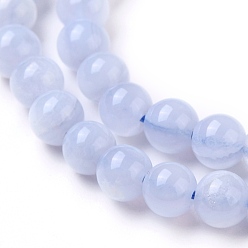 Blue Lace Agate Grade AA Natural Blue Lace Agate Beads Strands, Round, 4mm, Hole: 1mm, about 98pcs/strand, 15.3 inch