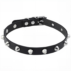Noir Collier ras du cou en similicuir avec rivets en alliage de style punk rock, platine, noir, 17.13 pouce (43.5 cm)