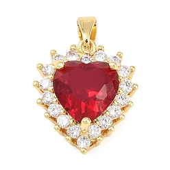 Сердце Латунные микро проложить кубического циркония подвески, золотые, сердце, 18x16x8.5 мм, отверстие : 5x2 мм