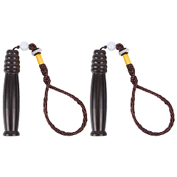 Кокосово-Коричневый 2 шт. деревянные держатели для зубочисток в китайском стиле, с полиэстеровым тросиком и смоляными бусинами, колонка, кокосового коричневый, 250~265 мм