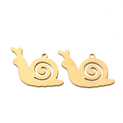 Oro 201 colgantes de acero inoxidable, encantos de caracoles, Corte con laser, separar, dorado, 15x25x1 mm, agujero: 1.2 mm