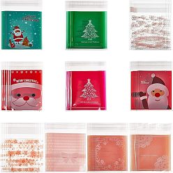 Mixed Color Rectangle OPP Cellophane Bags, Mixed Pattern, Mixed Color, 9.9~14x6.9~10.1cm, 300pcs/set