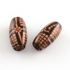 Кокосово-Коричневый Печатные бусы из натурального дерева, овальные, кокосового коричневый, 15x7 мм, отверстие : 3 мм, Около 3174 шт / 1000 г
