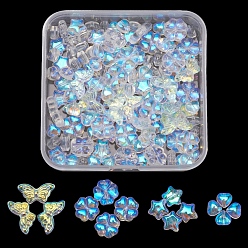 (52) Непрозрачная лаванда 4 стиль гальванических стеклянных бусин, разнообразные, разноцветные, 10x10x5 мм, отверстие : 1 мм, 160 шт / стиль