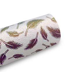 Белый Ткань из искусственной кожи с рисунком радужных перьев, для поделок ремесел, прямоугольные, белые, 1350x300x0.7 мм