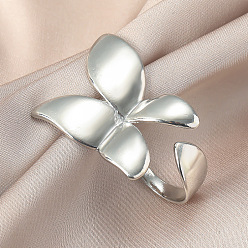 Платина Преувеличенные французские кольца-манжеты из сплава для женщин, бабочка, платина, внутренний диаметр: 18 мм