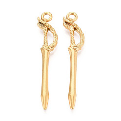 Настоящее золото 18K 304 подвески из нержавеющей стали, меч, ионное покрытие (ip), реальный 18 k позолоченный, 47x9.5x4 мм, отверстие : 2.2 мм