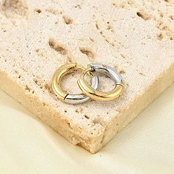 Настоящее золото 18K 201 двухцветные серьги-кольца из нержавеющей стали, с 304 штифтов из нержавеющей стали, реальный 18 k позолоченный, 16x2.5 мм