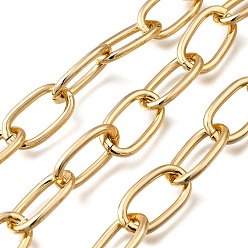 Золотой Алюминиевых кабелей цепи, с катушкой, несварные, овальные, золотые, 20x11.5x2.5 мм, около 32.81 футов (10 м) / рулон