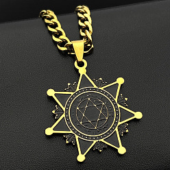 Golden 304 Stainless Steel Enamel Black Star Pendant Necklaces for Men, Golden, 23.62 inch(60cm)