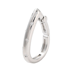 Платина Латунный микро pave прозрачный кубический цирконий пружинные кольца, долговечный, без свинца и без кадмия, слеза, платина, 25.5x16.5x3 мм, внутренний диаметр: 19.5x11 мм