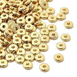 Золотой Латунные бусины, долговечный, стойки покрытие, плоско-круглые, золотые, 7x2 мм, отверстие : 2 мм