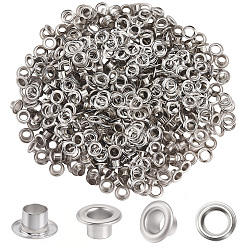 Серебро 300 комплекты железных люверсов для люверсов, с шайбами, сменный пакет для ремонта сумки, серебряные, 0.7x0.4 см, Внутренний диаметр: 0.4 cm